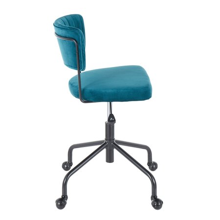 Lumisource Tania Task Chair in Black Metal and Teal Velvet OC-TANIA BKVTL